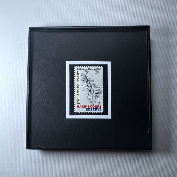 Marine Corps Framed Postage Stamp Art 4x4 USA #1315 - Picture 2 of 4